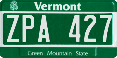 VT license plate ZPA427