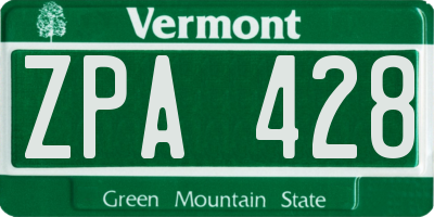 VT license plate ZPA428