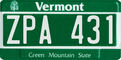 VT license plate ZPA431