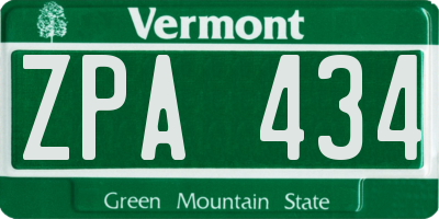 VT license plate ZPA434