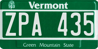 VT license plate ZPA435