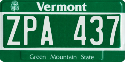 VT license plate ZPA437
