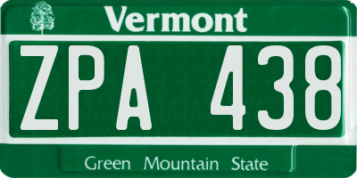 VT license plate ZPA438