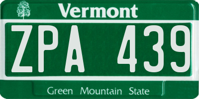 VT license plate ZPA439