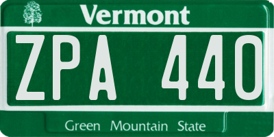 VT license plate ZPA440