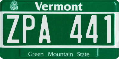 VT license plate ZPA441