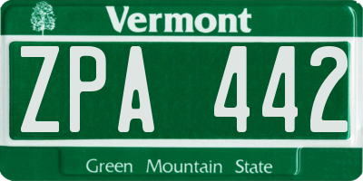 VT license plate ZPA442