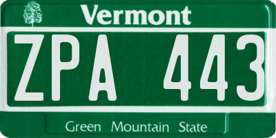 VT license plate ZPA443