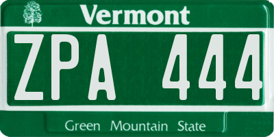 VT license plate ZPA444