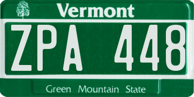 VT license plate ZPA448