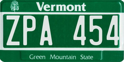 VT license plate ZPA454