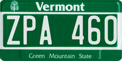 VT license plate ZPA460