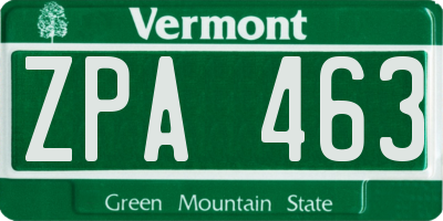 VT license plate ZPA463