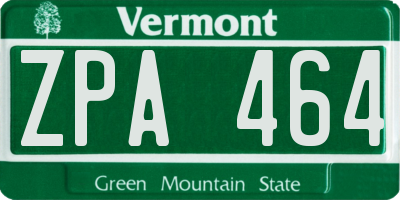 VT license plate ZPA464