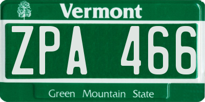 VT license plate ZPA466