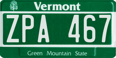 VT license plate ZPA467