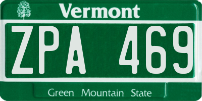 VT license plate ZPA469