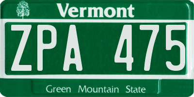 VT license plate ZPA475