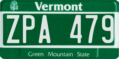 VT license plate ZPA479