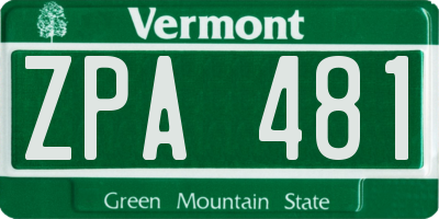 VT license plate ZPA481
