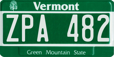VT license plate ZPA482