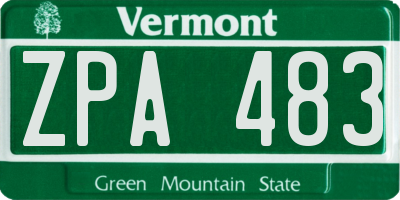 VT license plate ZPA483