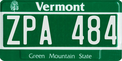 VT license plate ZPA484