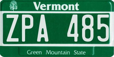 VT license plate ZPA485