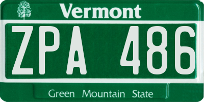 VT license plate ZPA486
