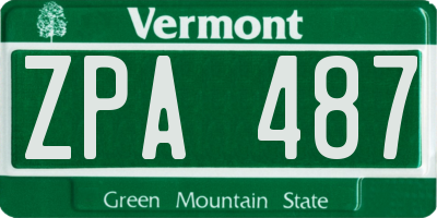 VT license plate ZPA487