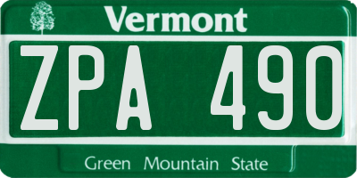 VT license plate ZPA490