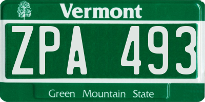 VT license plate ZPA493