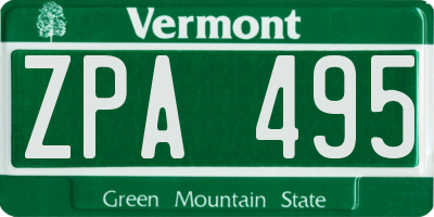VT license plate ZPA495