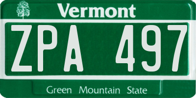 VT license plate ZPA497