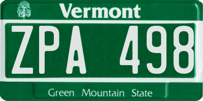 VT license plate ZPA498
