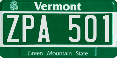 VT license plate ZPA501
