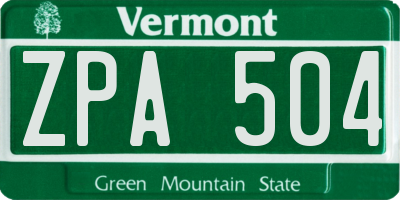 VT license plate ZPA504