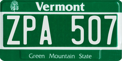 VT license plate ZPA507