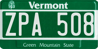 VT license plate ZPA508