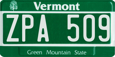 VT license plate ZPA509