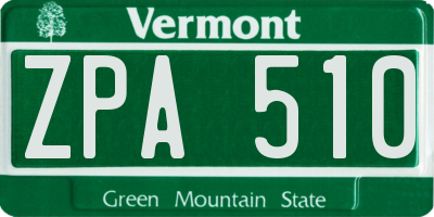 VT license plate ZPA510