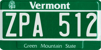 VT license plate ZPA512