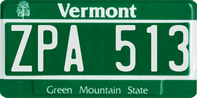 VT license plate ZPA513