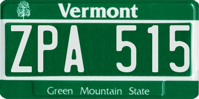 VT license plate ZPA515