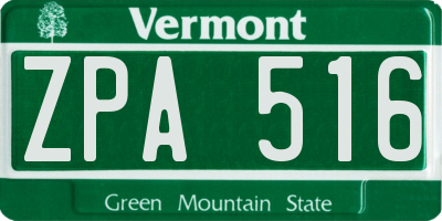 VT license plate ZPA516
