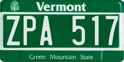 VT license plate ZPA517