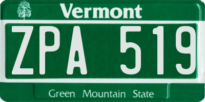 VT license plate ZPA519