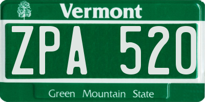 VT license plate ZPA520