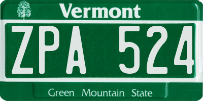 VT license plate ZPA524