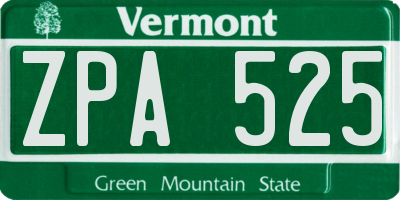 VT license plate ZPA525